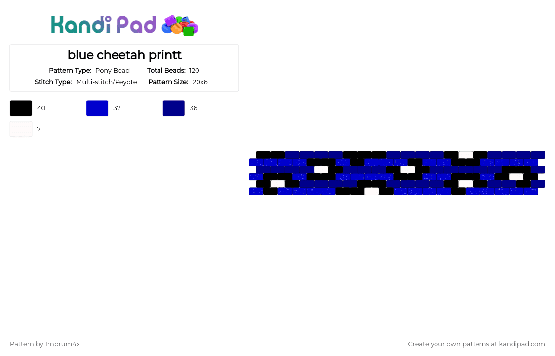 blue cheetah printt - Pony Bead Pattern by 1rnbrum4x on Kandi Pad - purple