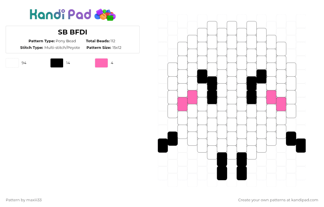 SB BFDI - Pony Bead Pattern by maxiii33 on Kandi Pad - white