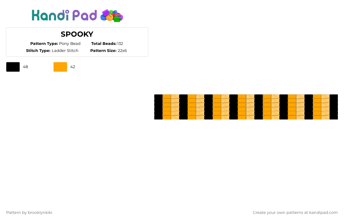 SPOOKY - Pony Bead Pattern by brooklynkiki on Kandi Pad - black, orange