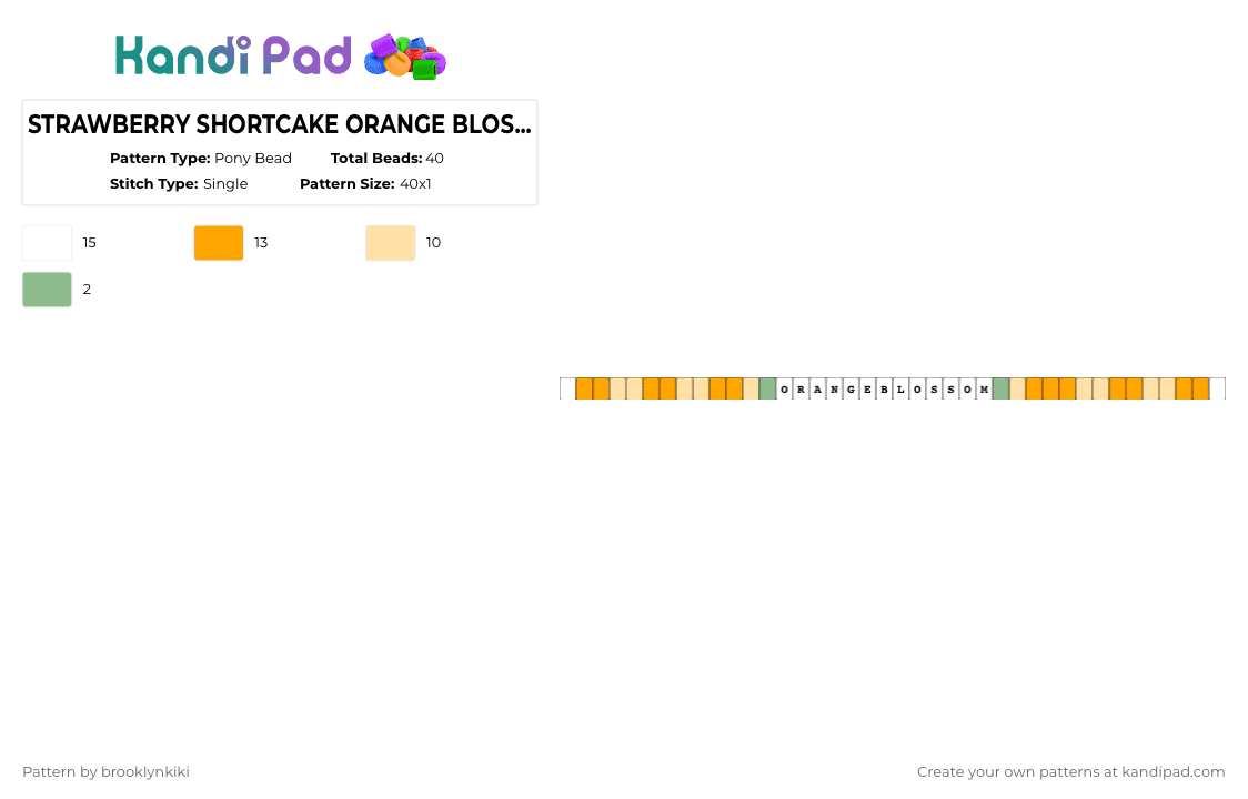 STRAWBERRY SHORTCAKE ORANGE BLOSSOM PATTERN - Pony Bead Pattern by brooklynkiki on Kandi Pad - beige,orange