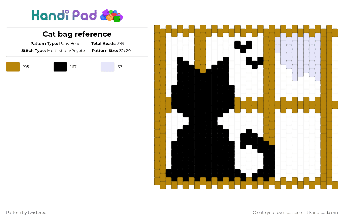 Cat bag reference - Pony Bead Pattern by twisteroo on Kandi Pad - gold
