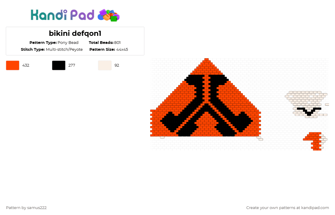 bikini defqon1 - Pony Bead Pattern by samus222 on Kandi Pad - red,cotdfantasy