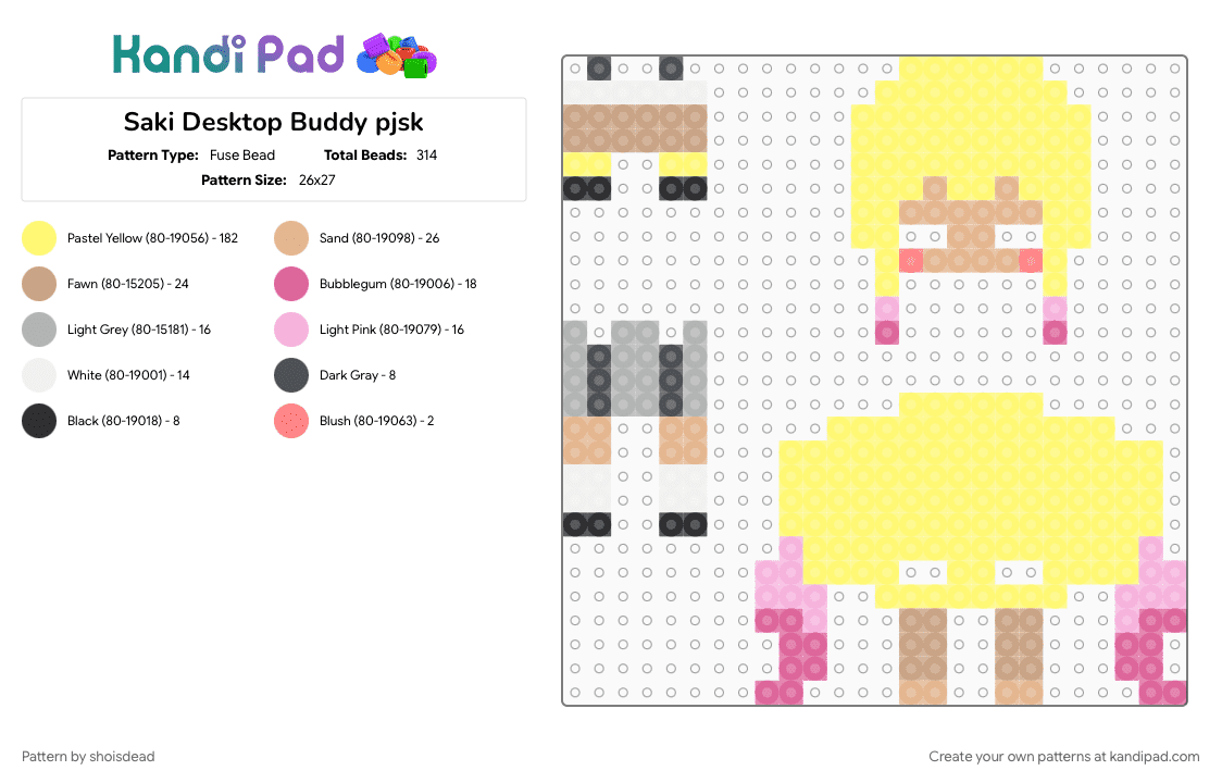Saki Desktop Buddy pjsk - Fuse Bead Pattern by shoisdead on Kandi Pad - beige, desktop buddy, pjsk, project sekai, saki, saki pjsk, saki project sekai, saki tenma, sekai, yellow