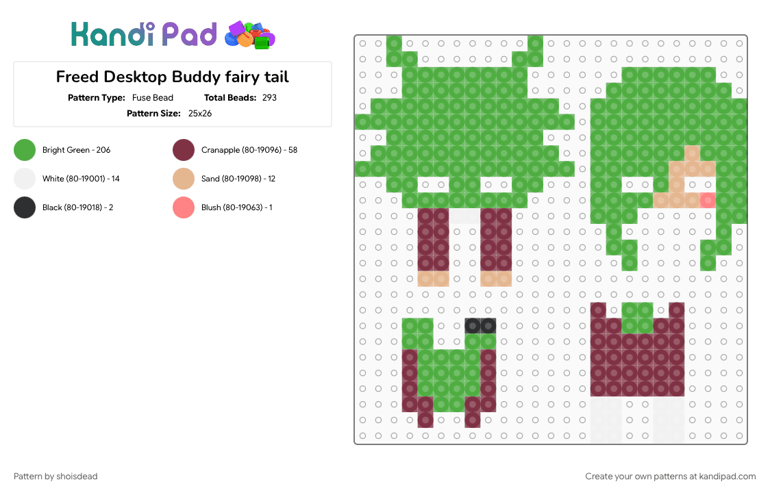 Freed Desktop Buddy fairy tail - Fuse Bead Pattern by shoisdead on Kandi Pad - anime, character, desktop buddy, fairy tail, freed, freed fairy tail, freed justine, freed justine fairy tail, green