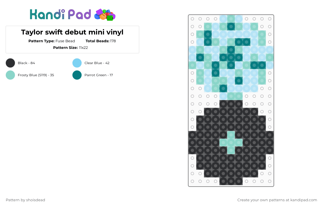 Taylor swift debut mini vinyl - Fuse Bead Pattern by shoisdead on Kandi Pad - debut, light blue, record store day, rsd, taylor swift, taylor swift debut, taylor swift rsd, vinyl, vinyls