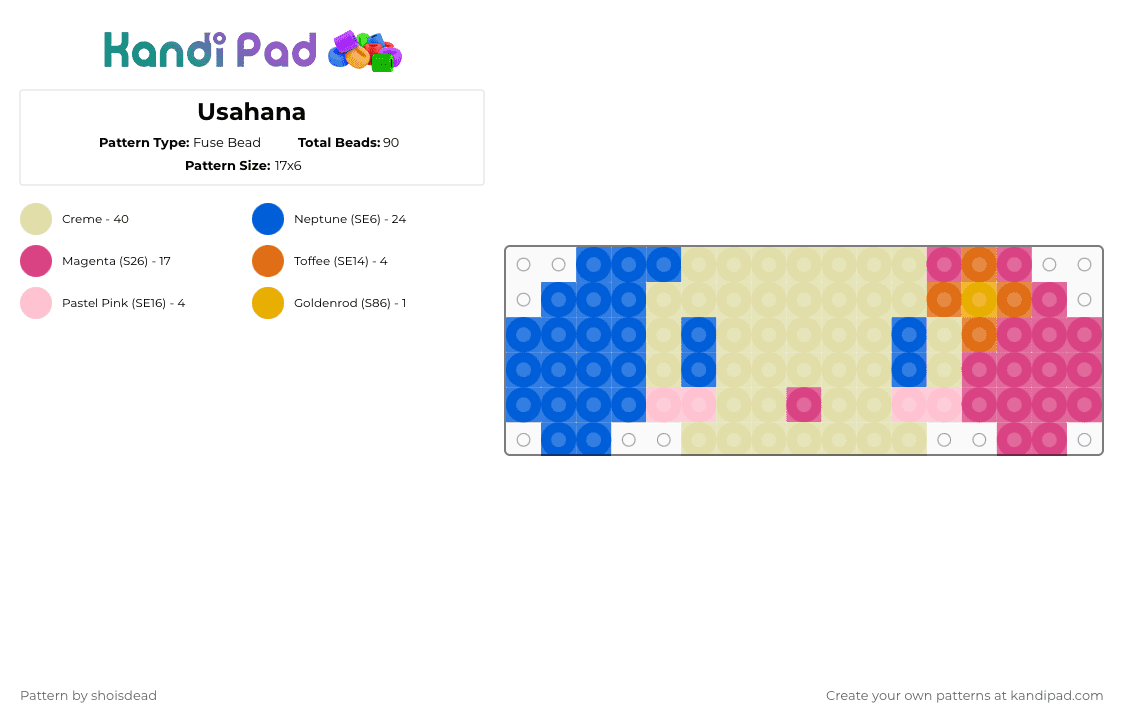 Usahana - Fuse Bead Pattern by shoisdead on Kandi Pad - blue,yellow,sanrio