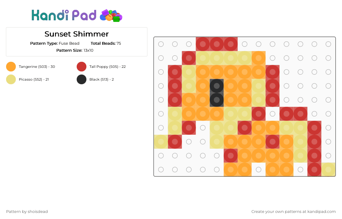 Sunset Shimmer - Fuse Bead Pattern by shoisdead on Kandi Pad - orange