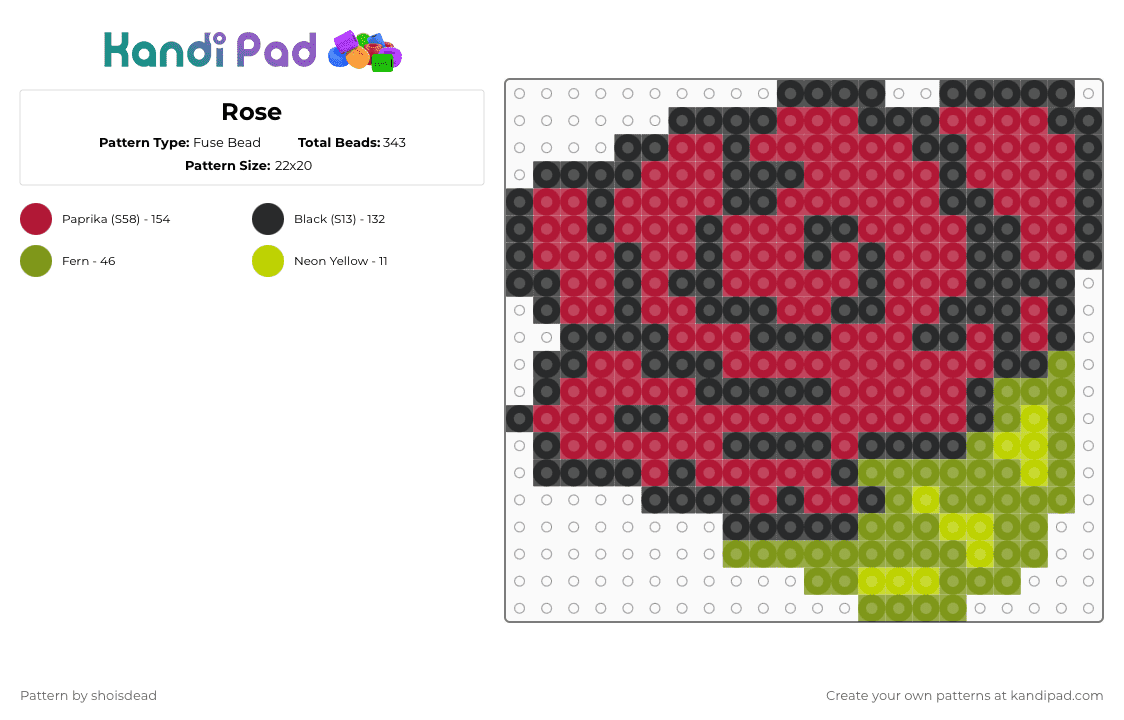 Rose - Fuse Bead Pattern by shoisdead on Kandi Pad - red