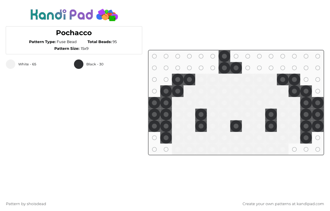 Pochacco - Fuse Bead Pattern by shoisdead on Kandi Pad - white,black,sanrio