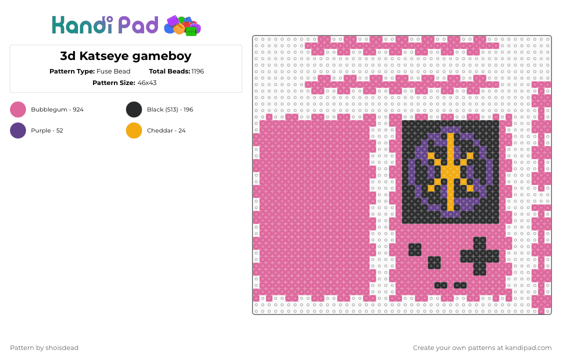 3d Katseye gameboy - Fuse Bead Pattern by shoisdead on Kandi Pad - pink,katseye,gameboy,3d,3d gameboy,gayboy,eyekon