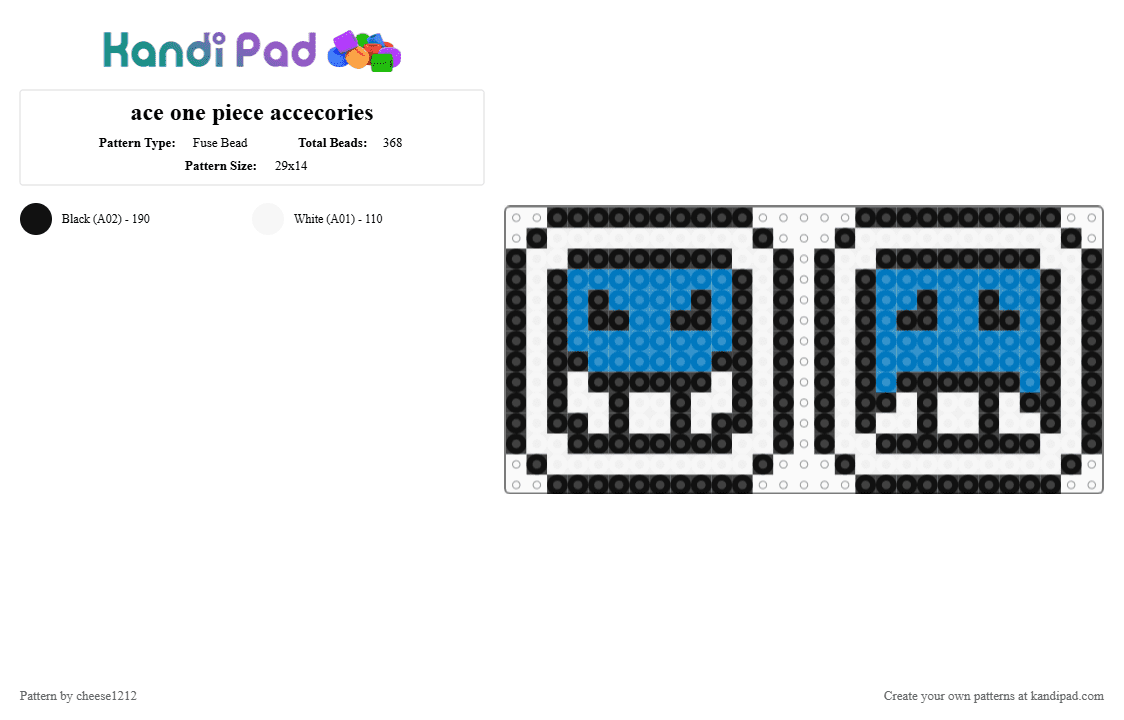 ace one piece accecories - Fuse Bead Pattern by cheese1212 on Kandi Pad - white,blue