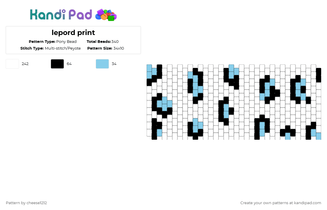 lepord print - Pony Bead Pattern by cheese1212 on Kandi Pad - white