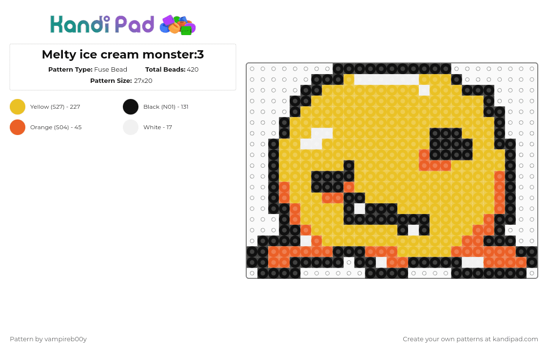 Melty ice cream monster:3 - Fuse Bead Pattern by vampireb00y on Kandi Pad - yellow
