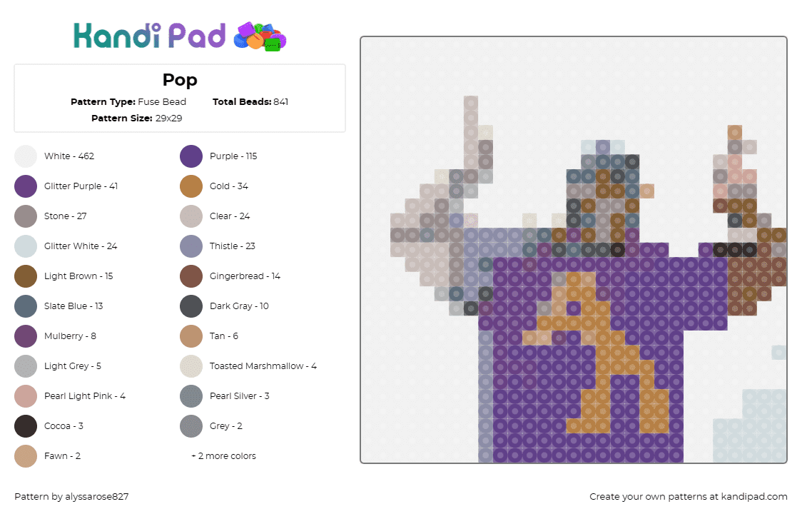 Pop - Fuse Bead Pattern by alyssarose827 on Kandi Pad - 