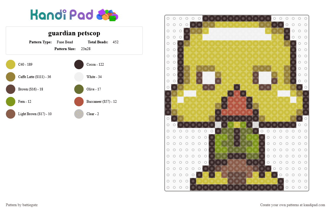 guardian petscop - Fuse Bead Pattern by battiegutz on Kandi Pad - brown,yellow,gold
