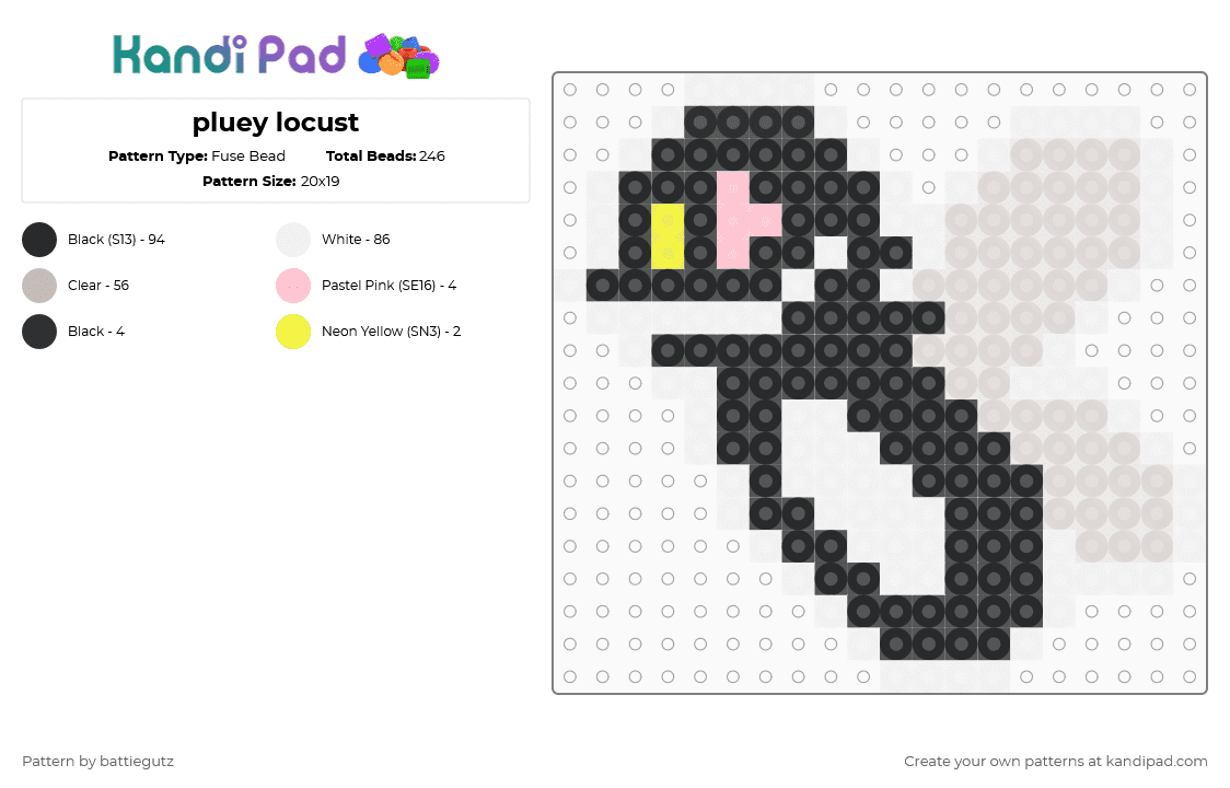 pluey locust - Fuse Bead Pattern by battiegutz on Kandi Pad - white,beige