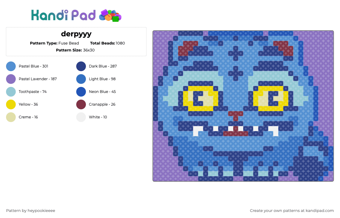 derpyyy - Fuse Bead Pattern by heypookieeee on Kandi Pad - blue,light blue