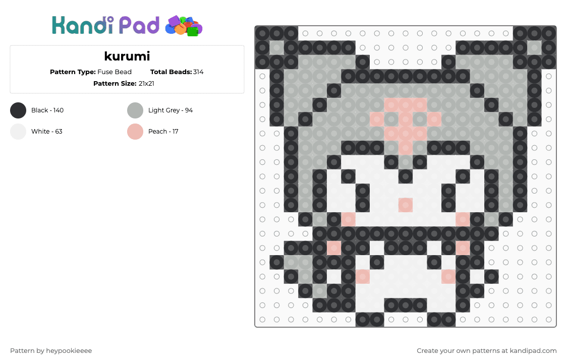 kurumi - Fuse Bead Pattern by heypookieeee on Kandi Pad - beige,white