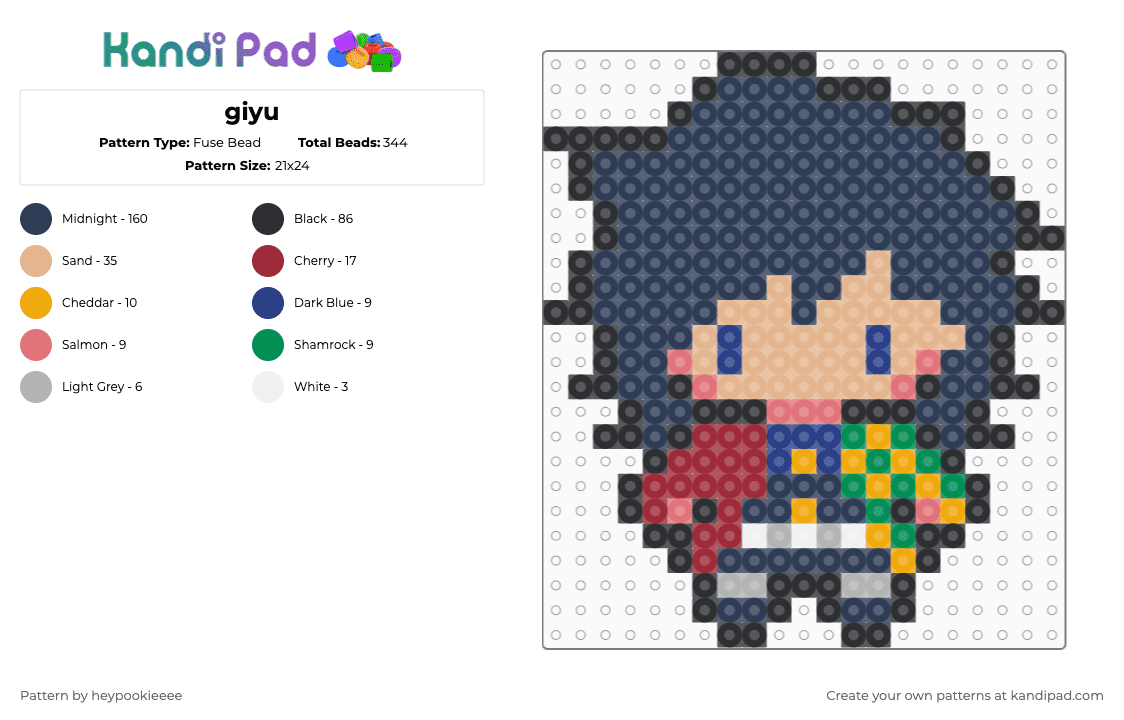 giyu - Fuse Bead Pattern by heypookieeee on Kandi Pad - purple,beige