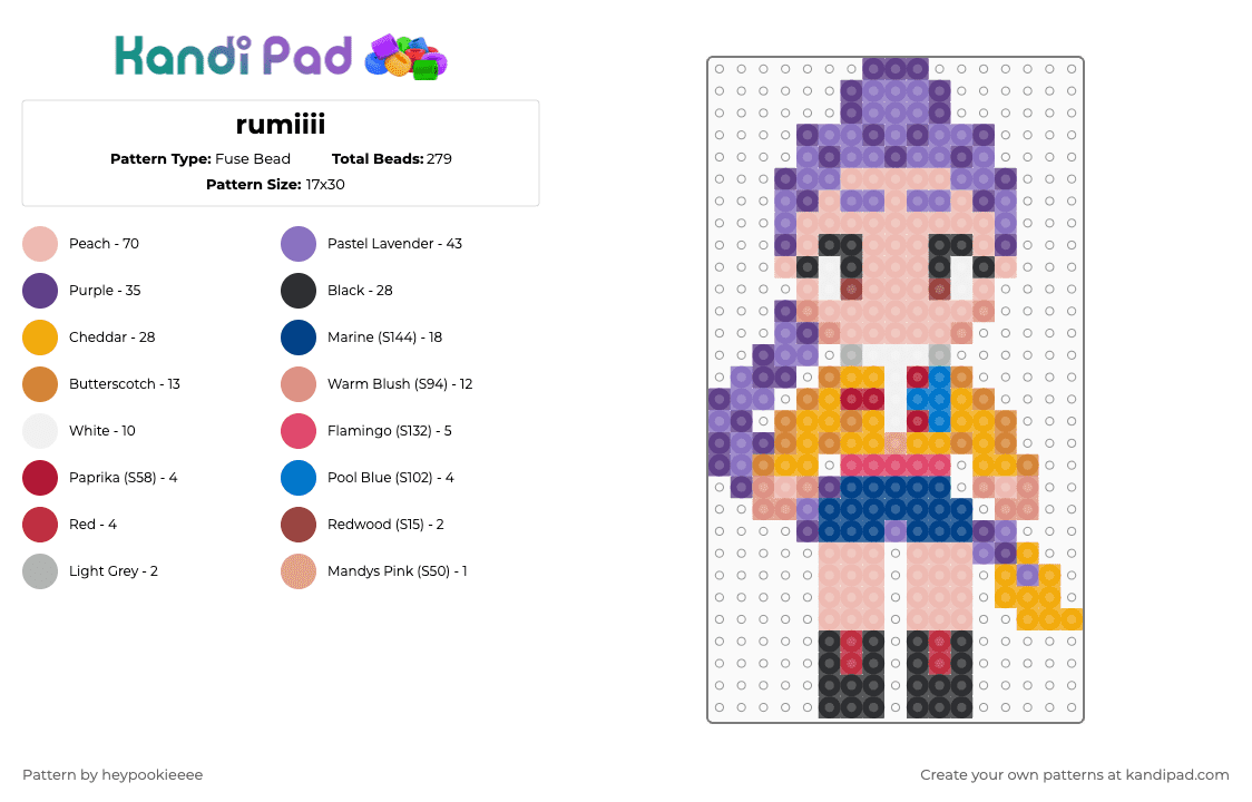 rumiiii - Fuse Bead Pattern by heypookieeee on Kandi Pad - blue,beige