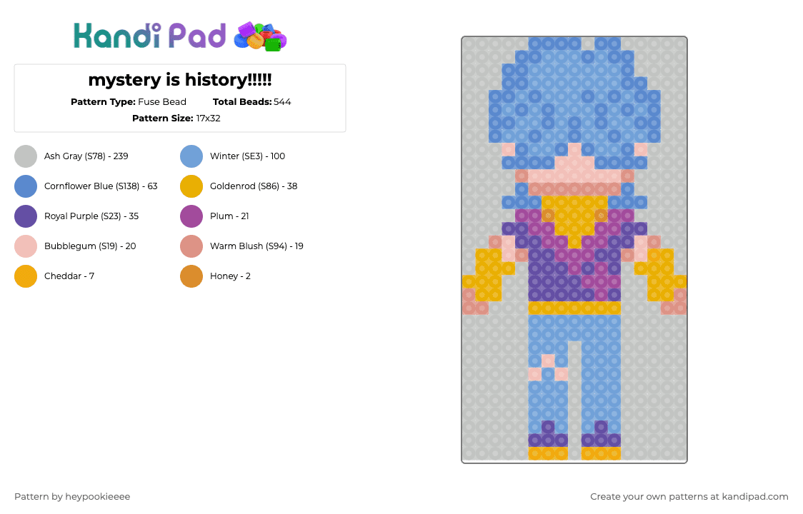mystery is history!!!!! - Fuse Bead Pattern by heypookieeee on Kandi Pad - light blue,beige