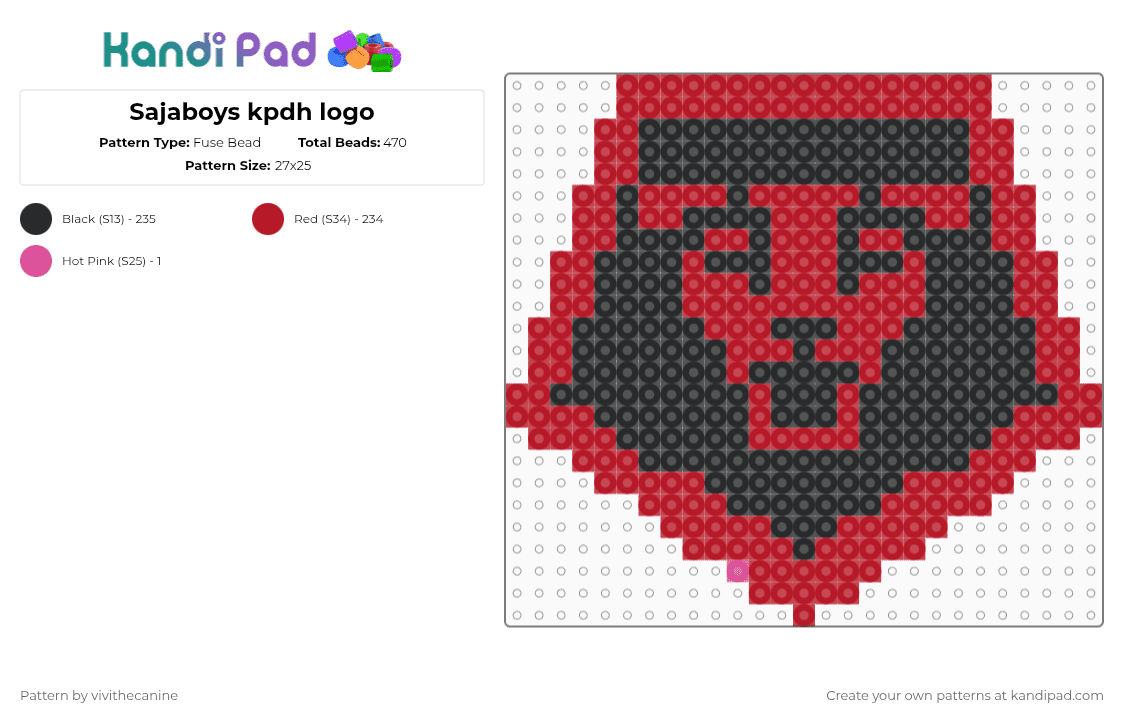 Sajaboys kpdh logo - Fuse Bead Pattern by vivithecanine on Kandi Pad - red,kpopdemonhunters,kpdh,saja boys,saja,logo,music,movie,kpop