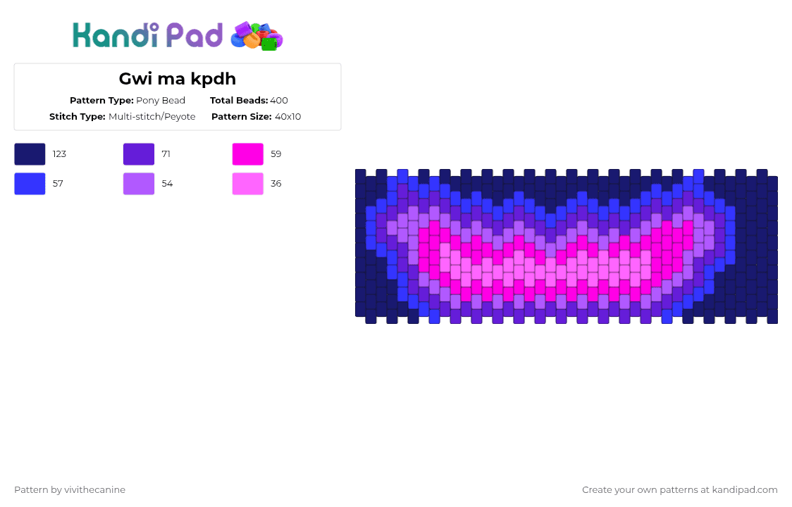 Gwi ma kpdh - Pony Bead Pattern by vivithecanine on Kandi Pad - purple