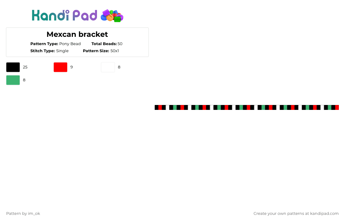Mexcan bracket - Pony Bead Pattern by im_ok on Kandi Pad - red,green