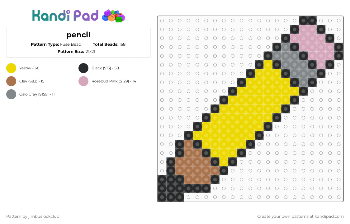 pencil - Fuse Bead Pattern by jimbuslockclub on Kandi Pad - yellow