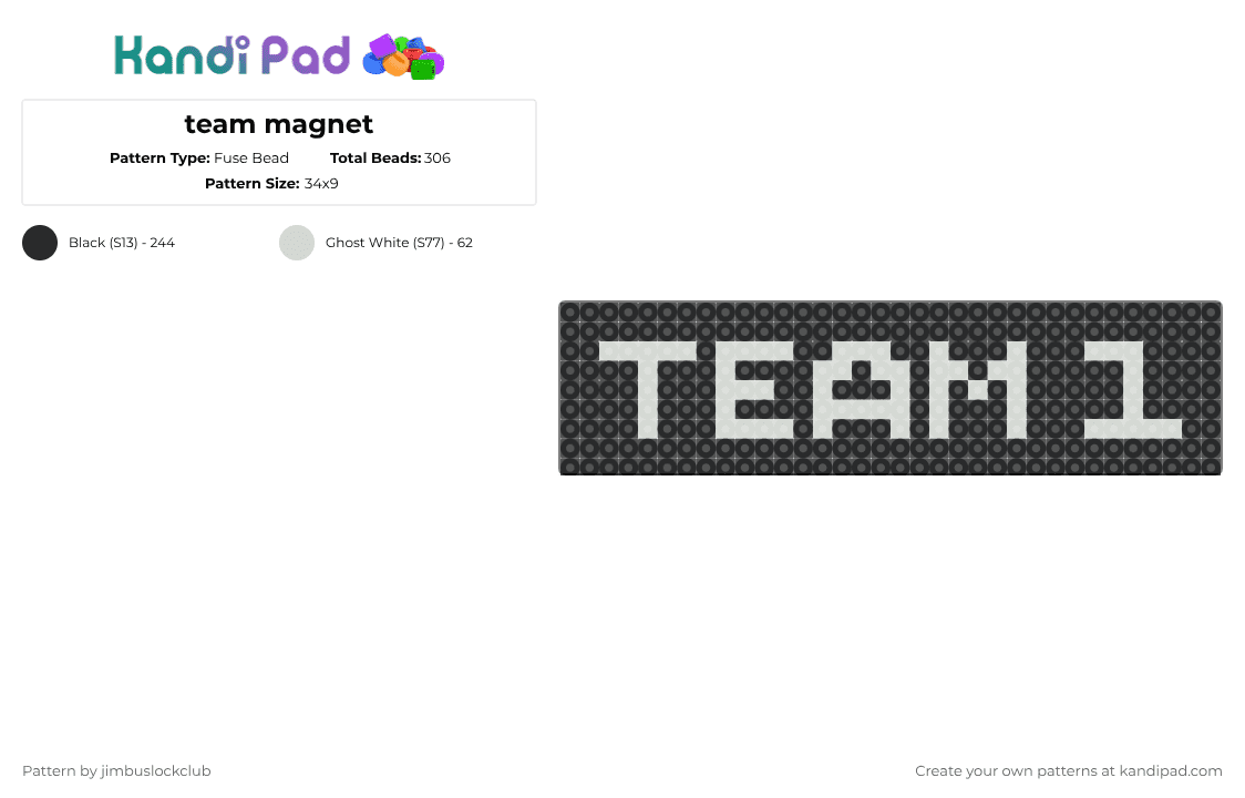 Team magnet Fuse Bead Pattern - Kandi Pad | Kandi Patterns, Fuse Bead ...