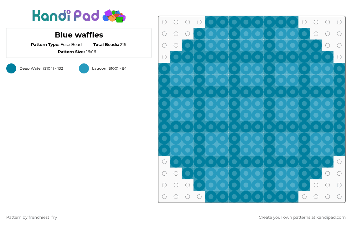 Blue waffles - Fuse Bead Pattern by snail-with-hats on Kandi Pad - teal,light blue,pjo,percy jackson,blue,b l u e f o o d