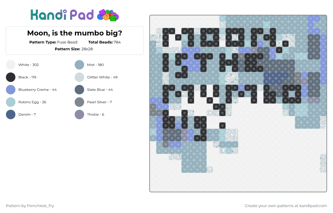 Moon, is the mumbo big? - Fuse Bead Pattern by snail-with-hats on Kandi Pad - white,light blue,life series
