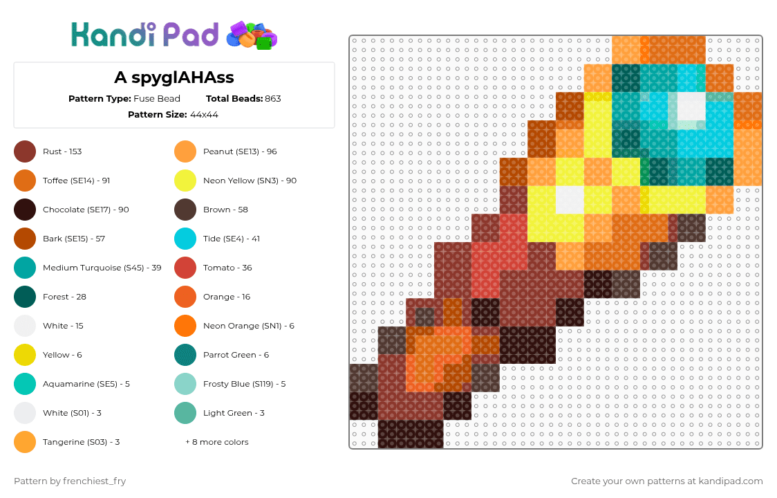 A spyglAHAss - Fuse Bead Pattern by snail-with-hats on Kandi Pad - orange,red,yellow,brown