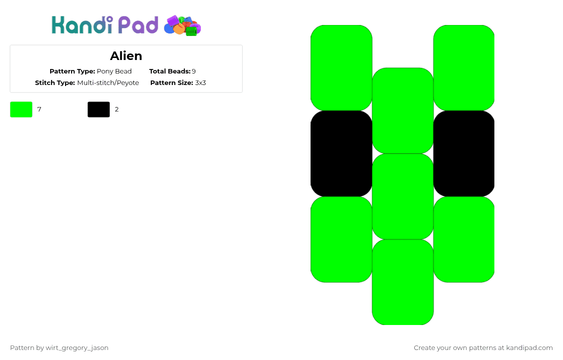 Alien - Pony Bead Pattern by snail-with-hats on Kandi Pad - green,cotdalienlanguages