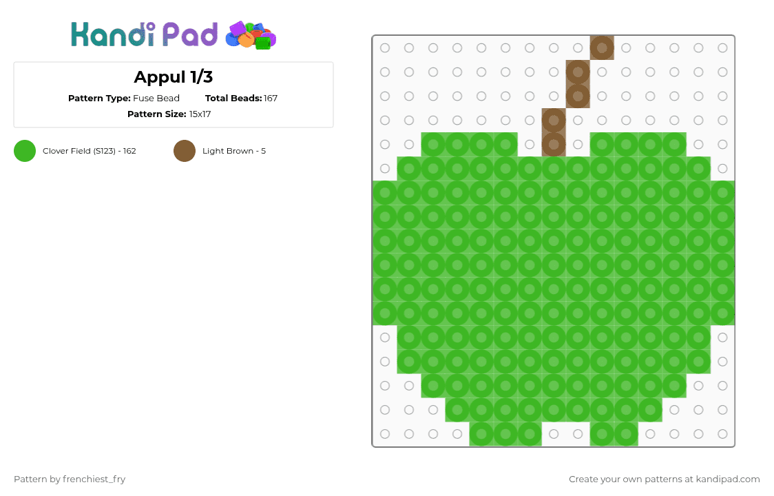 Appul 1/3 - Fuse Bead Pattern by snail-with-hats on Kandi Pad - green,life series,appul