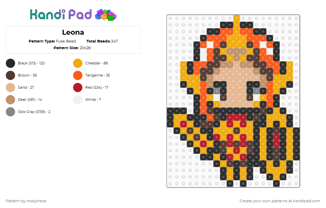 Leona - Fuse Bead Pattern by mistytreze on Kandi Pad - orange,brown,lol,leona,league of legends