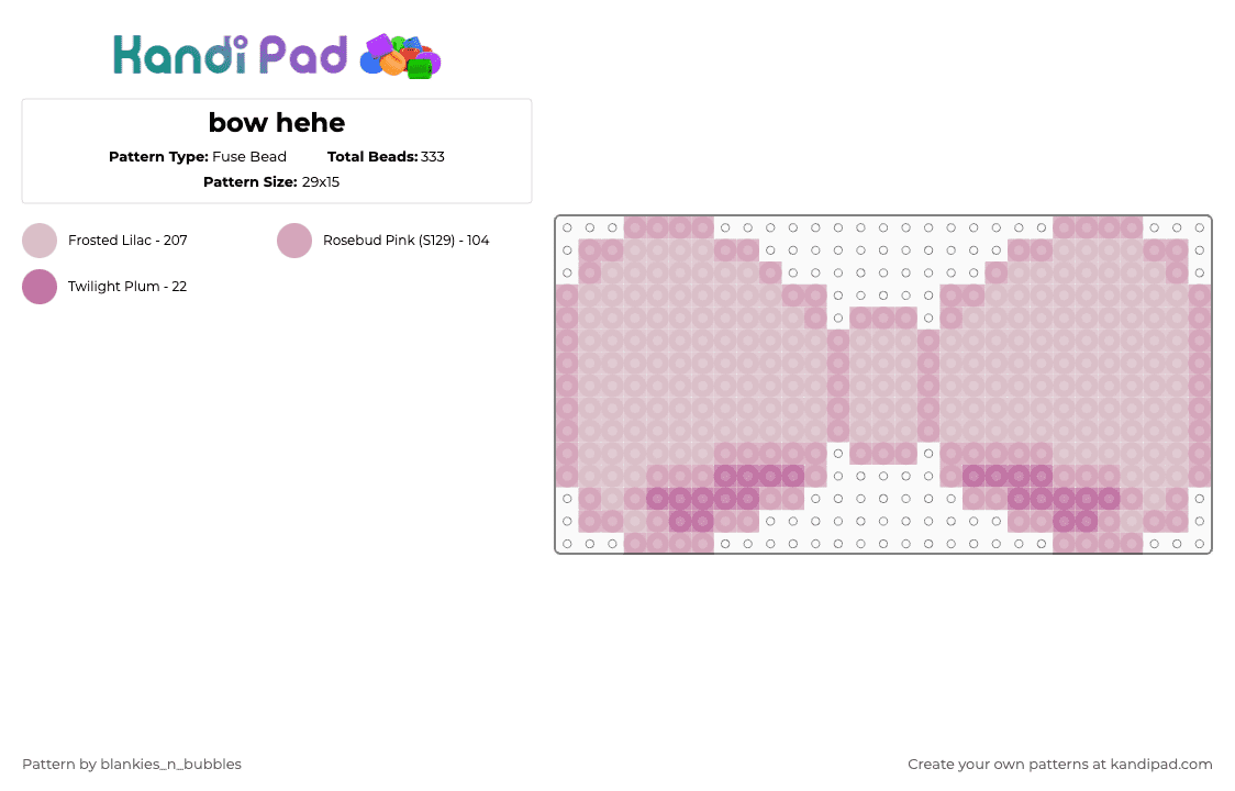 bow hehe - Fuse Bead Pattern by blankies_n_bubbles on Kandi Pad - pink,beige,bow,cute