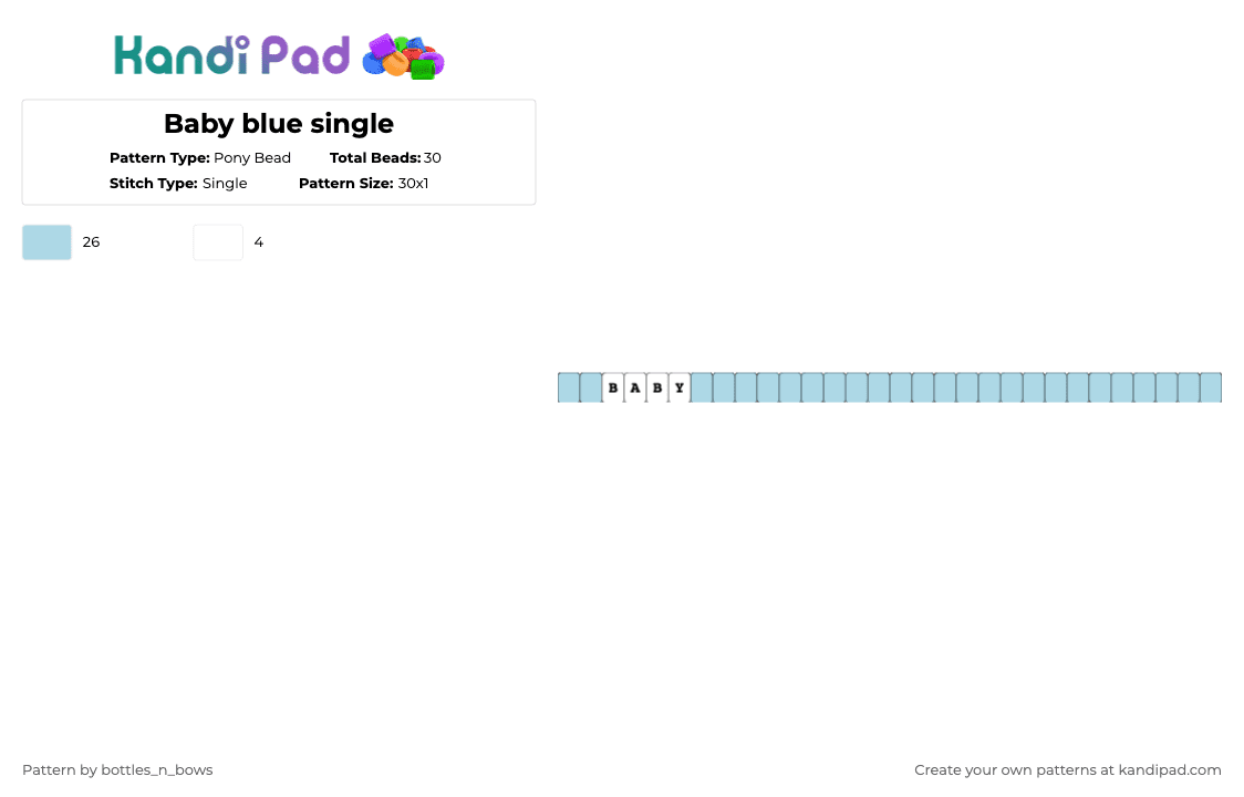 Baby blue single - Pony Bead Pattern by bottles_n_bows on Kandi Pad - light blue,blue,baby,single