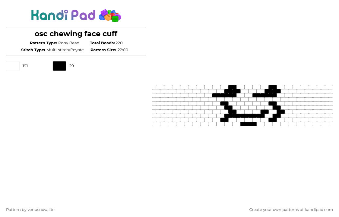 osc chewing face cuff - Pony Bead Pattern by goodaikawa on Kandi Pad - white