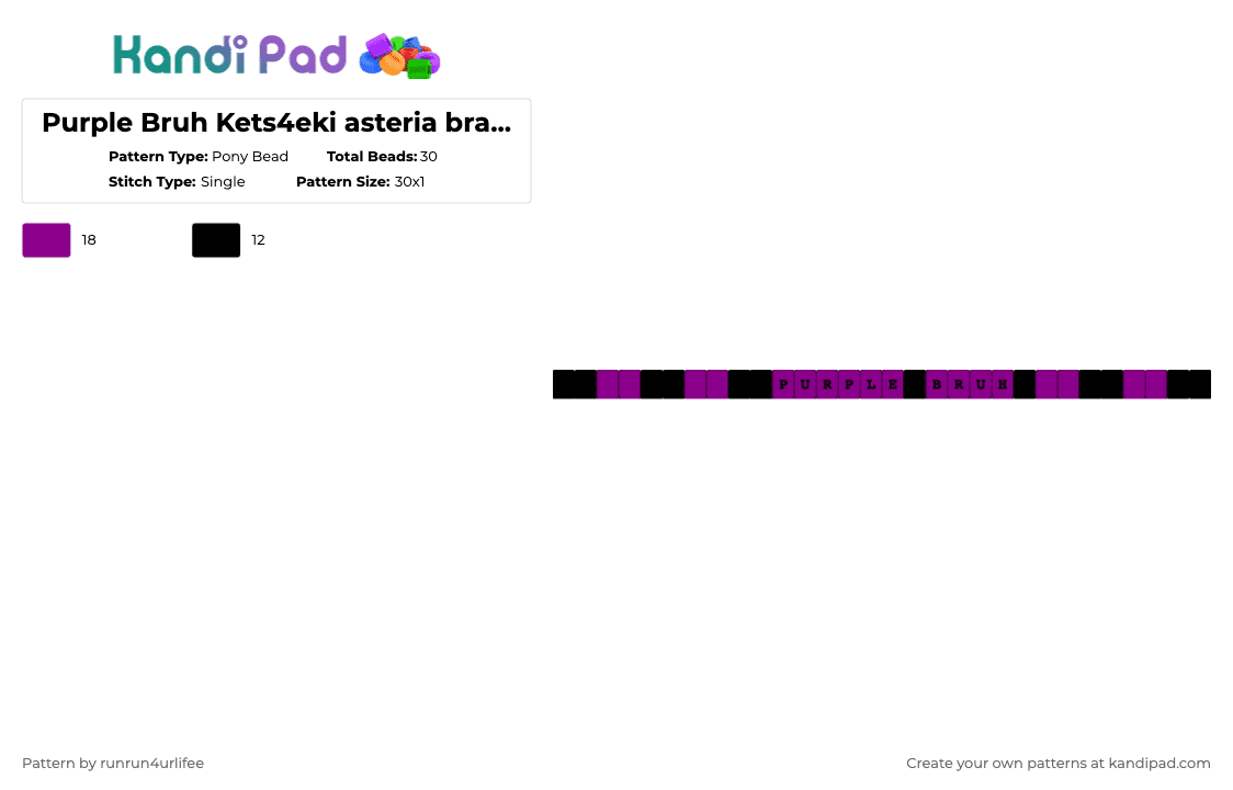 Purple Bruh Kets4eki asteria bracelet matching 2 - Pony Bead Pattern by runrun4urlifee on Kandi Pad - black,pink,as,anarchist sanctuary,asteriasdeath,kets4eki,purple bruh,asteria,anarchy,purple