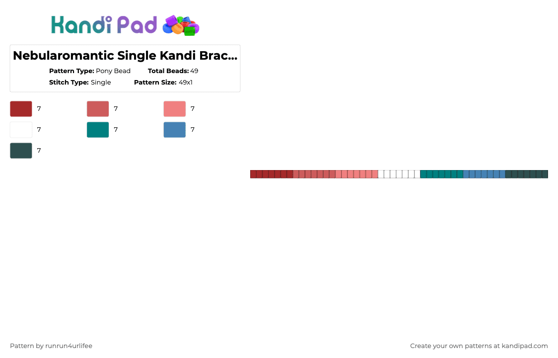 Nebularomantic Single Kandi Bracelet Ver. Two - Pony Bead Pattern by runrun4urlifee on Kandi Pad - red,nebularomantic,pride,lgbt,lgbtqia,lgbtq,single,kandi,bracelet