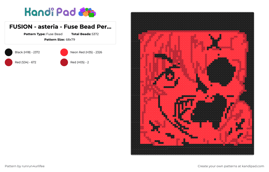 FUSION - asteria - Fuse Bead Perler Patten - Fuse Bead Pattern by runrun4urlifee on Kandi Pad - black,red,fusion,asteria,asteriasdeath,as,kets4eki,anarchist sanctuary,anarch,anarchy