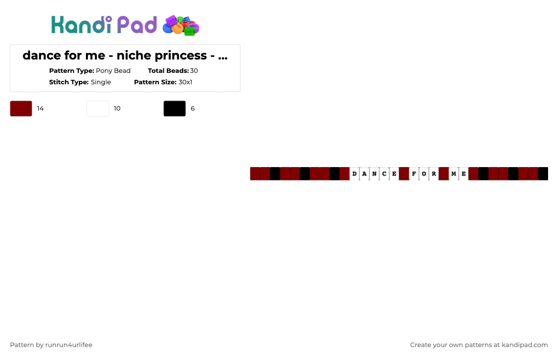 dance for me - asteria [an4rch] -  niche princess - Album - Single Kandi Bracelet - Pony Bead Pattern by runrun4urlifee on Kandi Pad - brown,white,as,asteriasdeath,asteria,kets4eki,anarchist sanctuary,an4rch,music,niche princess