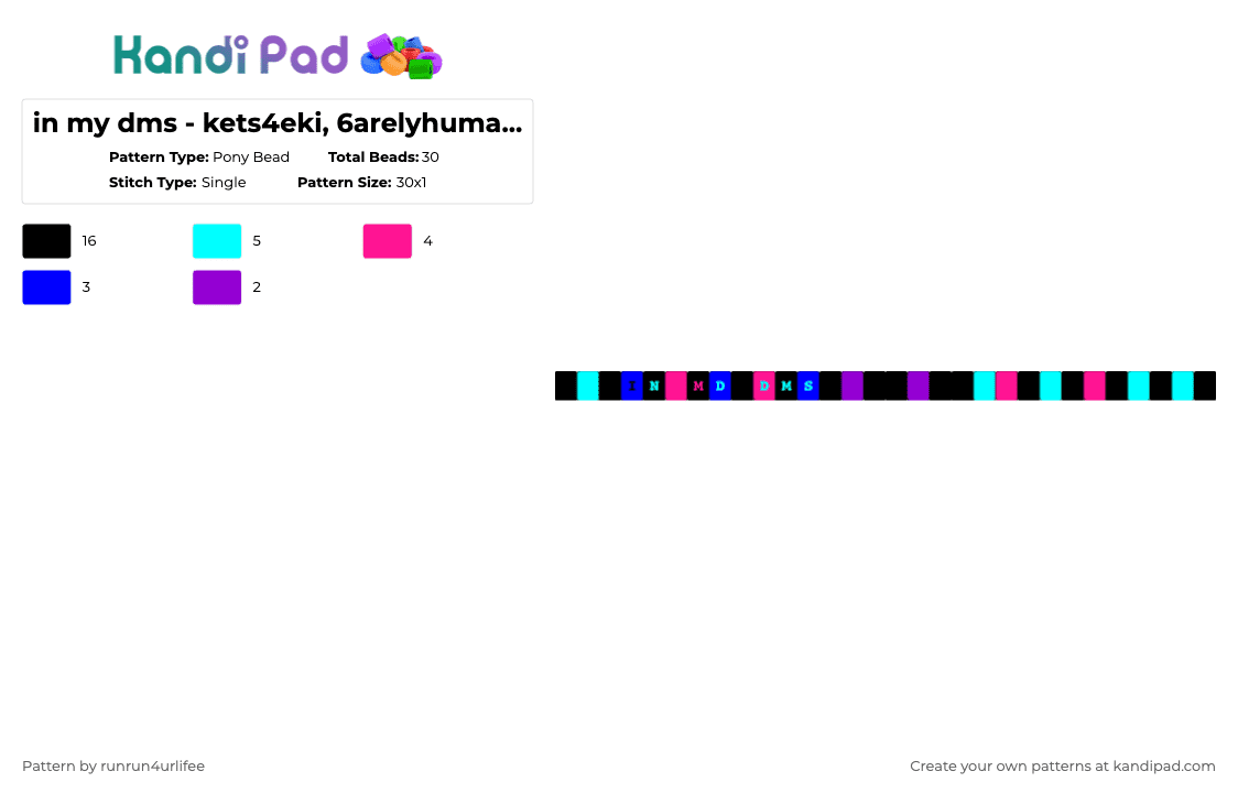 in my dms - kets4eki, 6arelyhuman, hubithekid - Pony Bead Pattern by runrun4urlifee on Kandi Pad - light blue,purple,as,anarchist sanctuary,kets4eki,6arelyhuman,hubithekid,sassy scene,fabfantasy,in my dms