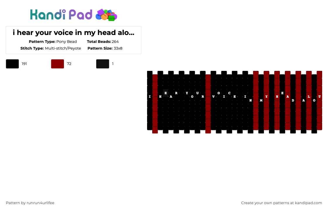 i hear your voice in my head alot - m1v - childhood dementia - Album - Multi Stitch/Peyote - Pony Bead Pattern by runrun4urlifee on Kandi Pad - black,red,ihearyourvoiceinmyheadalot,m1v,made1vvvonder,lonegore,song,song album,childhood dementia,music