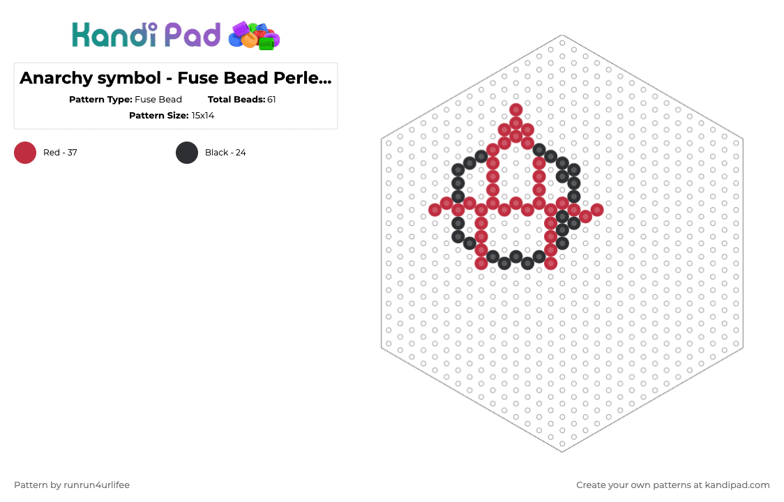 Anarchy symbol - Fuse Bead Perler Pattern - Fuse Bead Pattern by runrun4urlifee on Kandi Pad - black,red,anarch,anarchy,an4rchy,an4rch,as,anarchist sanctuary,cult,anarchist
