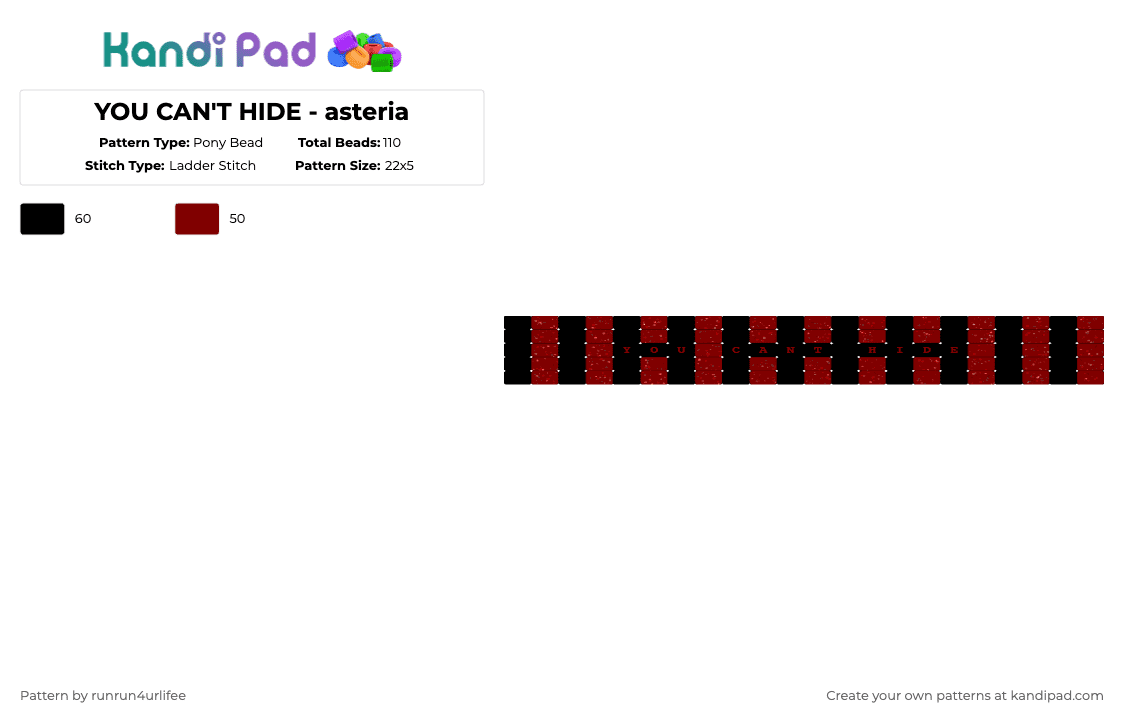 YOU CAN\'T HIDE - asteria - Pony Bead Pattern by runrun4urlifee on Kandi Pad - black,brown,red,you cant hide,asteriasdeath,asteria,as,anarchist sanctuary,kets4eki