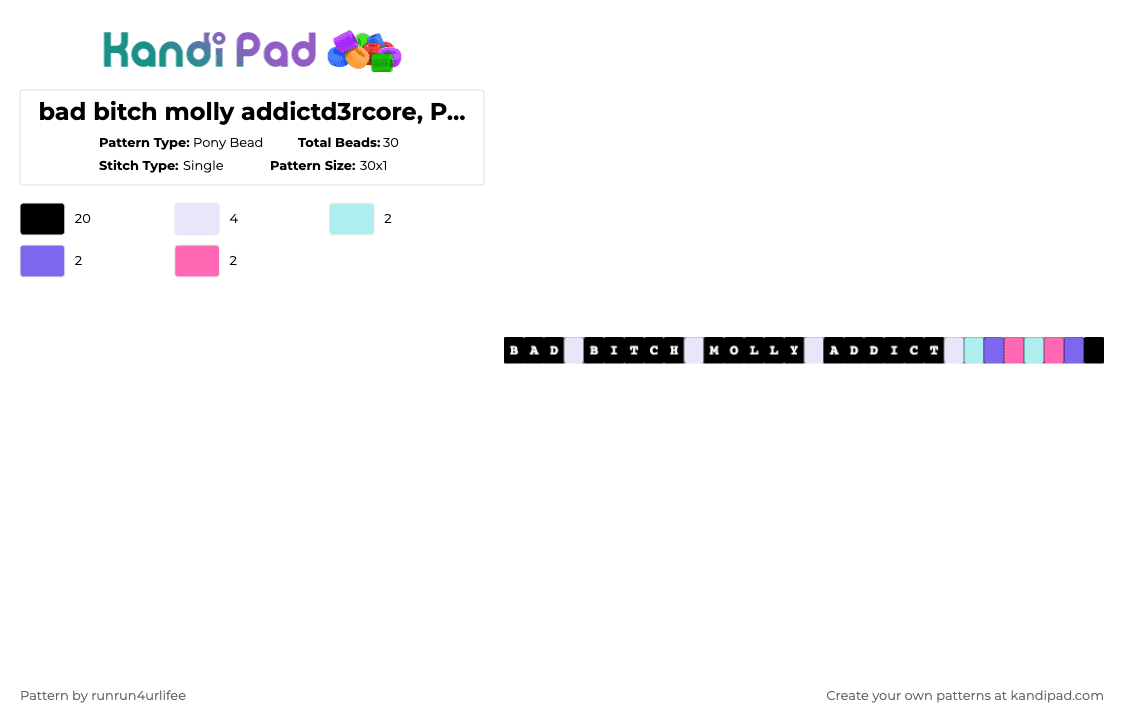 bad bitch molly addictd3rcore, Prod. pr0xy Jakubshaggy - Pony Bead Pattern by runrun4urlifee on Kandi Pad - black,light blue,blue,pink,d3r,d3rcore,d3r i despise you,bad bitch,molly,addict,bad bitch molly addict,drugs