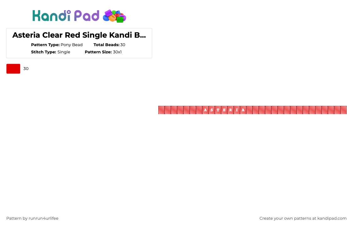 Asteria Clear Red Single Kandi Bracelet - Pony Bead Pattern by runrun4urlifee on Kandi Pad - red,asteria,asteriasdeath,as,anarchist sanctuary,an4rch,anarch is a cult,kets4eki