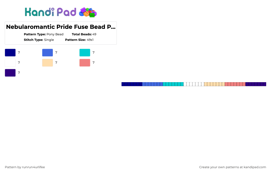 Nebularomantic Pride Single Kandi Bracelet - Pony Bead Pattern by runrun4urlifee on Kandi Pad - purple,nebularomantic,pride,lgbt,lgbtq,lgbtqia